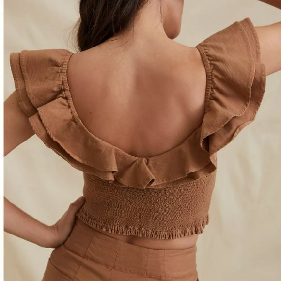 Maeve Tan Ruffled Blouse - Picture 2 of 5